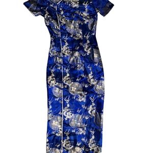 Elegant Quipao vintage long dress sz small made in Tianjin